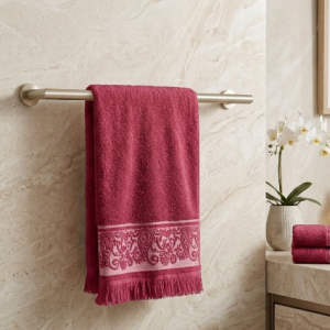 cherry red jacquard fringe