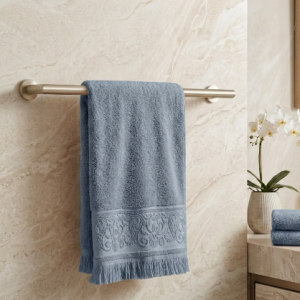 blue grey jacquard fringe