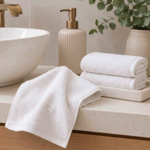 white mini hand towel